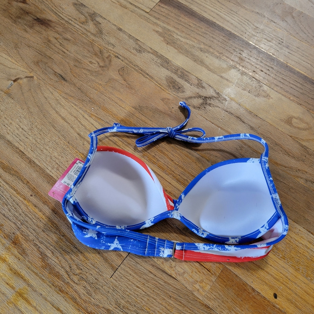 NWT xhilaration Sz S Flag Swim Top - Picture 4 of 7